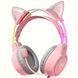 Накладные игровые наушники Onikuma X15 Pro проводные с гарнитурой и кошачьими ушками и RGB-подсветкой розовые T010071 фото 1