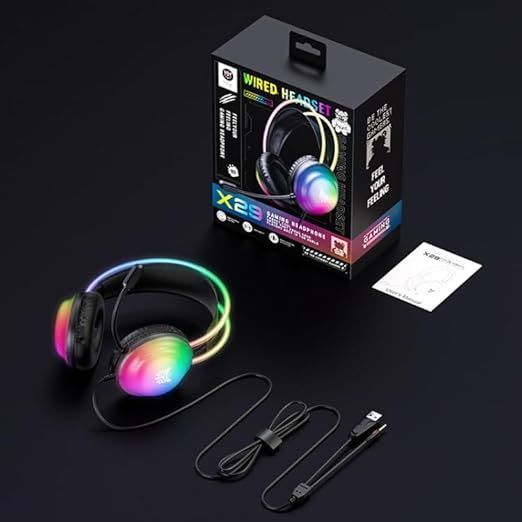 Игровые наушники Onikuma X29 проводные с гарнитурой и RGB-подсветкой черные T010077 фото