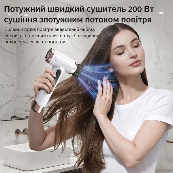 Аккумуляторный беспроводной фен для волос с режимом горячего воздуха портативный фен с аккумулятором T01100 фото