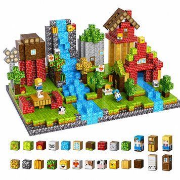 Магнитный конструктор Minecraft 200 шт по игре Майнкрафт Лесной Mk001067 3152393604 фото