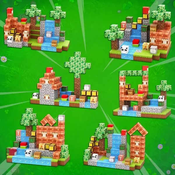 Магнитный конструктор Minecraft 300 шт по игре Майнкрафт Лес и панды Mk001006.2 Mk001006.2 фото