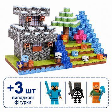 Магнітний конструктор Minecraft 100 шт + ПОДАРУНОК 3 фігурки по грі Майнкрафт Лід та Сніг Mk001012 Mk001012 фото