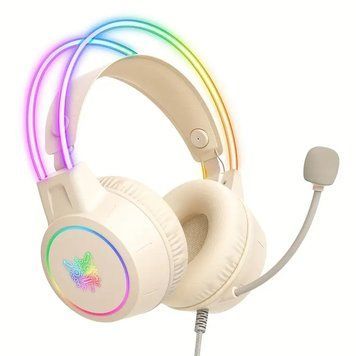 Накладні ігрові навушники Onikuma X15 Pro дротові з гарнітурою та RGB-підсвіткою білі T010074 фото