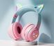 Детские беспроводные наушники CATEAR BT618 с ушками и RGB-подсветкой Bluetooth розовые T010064 фото 3