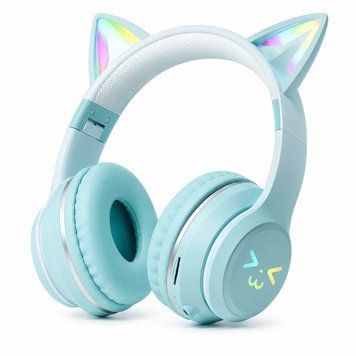 Дитячі бездротові навушники CATEAR BT618 з вушками та RGB-підсвіткою Bluetooth зелені T010065 фото