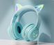 Детские беспроводные наушники CATEAR BT618 с ушками и RGB-подсветкой Bluetooth зеленые T010065 фото 3