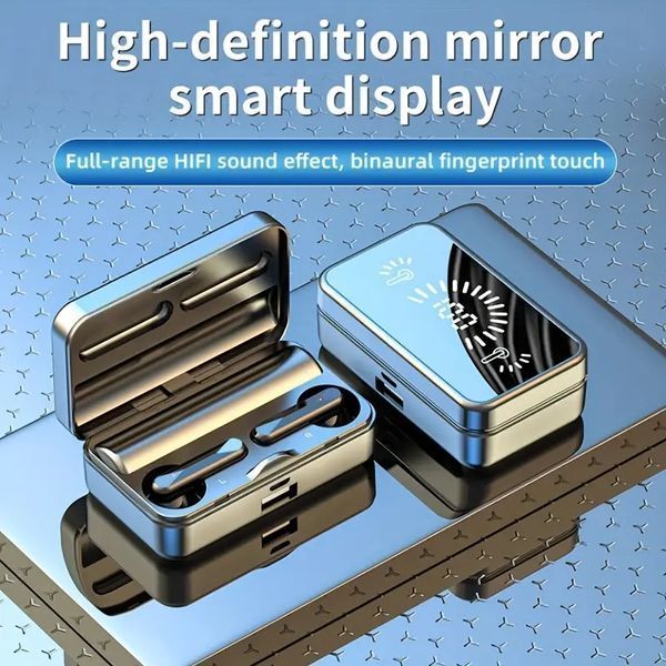 Беспроводные наушники Bluetooth ANKRIYUL DH01 TWS стерео спортивные с зеркальным светодиодным дисплеем T010101 фото